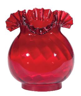 4" Ruby Swirl Optic Gas Shade, Crimped Top