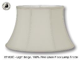Light Beige Color Shallow Drum Floor Lamp Shade, 100% Fine Linen