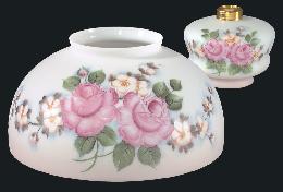 14" Hand Painted Bridal Roses Dome Shade and Font