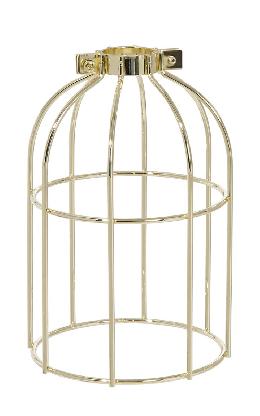 Clamp-On Style Wire Light Bulb Cage, 7-3/8" ht, Brass Plated Finish