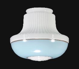 9" Opal Glass Deco Pendant Shade, Turquoise Band