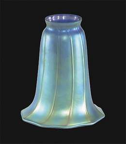 Blue Iridescent "Trumpet" Art Glass Shade