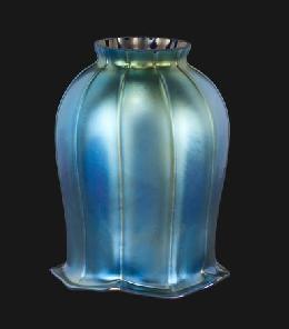 Blue Iridescent "Tulip" Art Glass Shade