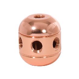 1-5/8" Tall Polished Copper Turned Brass 2-Piece Cluster Body, Choice of Side Holes