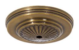 5-1/4 inch Diameter Antique Brass Finish Brass Ceiling Canopy w/Embossed Design 
