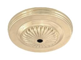 5-1/4 inch Diameter Brass Lighting Canopy w/Embossed design, 7/16 inch diameter center hole. Unfinished Brass