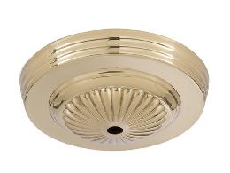 5-1/4 inch Diameter Brass Ceiling Canopy w/Embossed design, 7/16 inch diameter center hole. Polished and Lacquered Finish