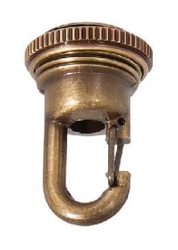 1-3/4" Ht., Cast Brass Screw Collar Loop with Fast Snap Hook, Tap 1/4F, Antique Brass Finish