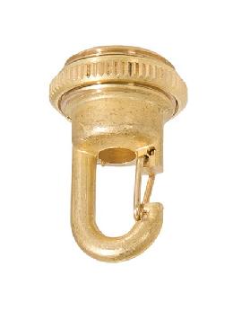 1-3/4" Ht., Cast Brass Screw Collar Loop with Fast Snap Hook, Tap 1/4F, Unfinished Brass