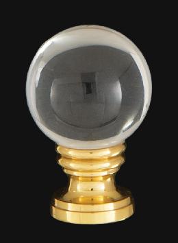 Smooth Crystal Design, 30mm Ball Finial, Solid Brass Brass Base