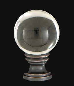 Smooth Crystal Design, 30mm Ball Finial, Solid Brass Oiled Bronze Brass Base