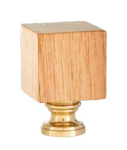 Wooden Cube Design, Oak Finish Finial, Brass Brass Base