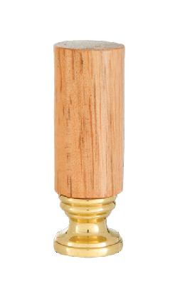 Wooden Cylinder Design, Oak Finish Finial, Brass Brass Base