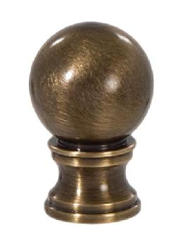 Ball Style Solid Brass Lamp Finial - Antique Brass., 1 3/8" ht.