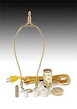 Jug or Bottle Lamp Adaptor Kit with Harp & Finial