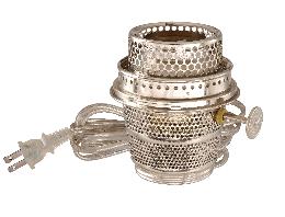 Early Style, Nickel Plated Electrified Burner designed to fit Aladdin Brand Lamps