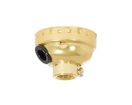 Aluminum E-26 Lamp Socket Cap w/Side Hole, 1/8 IP, Brass Plated 