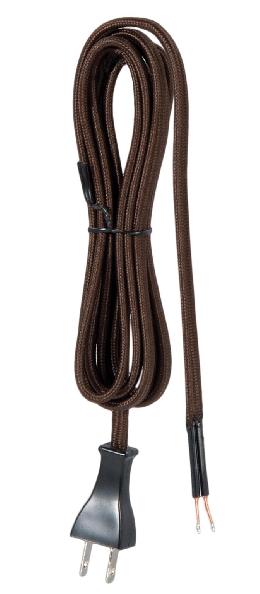 8 Ft. Mid-Century Style Brown Rayon Lamp Cord Set - UL Listed, Choice of Length