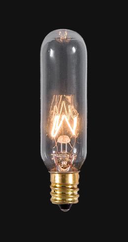Tall Tubular Candelabra Base Bulb With Glowing Filament