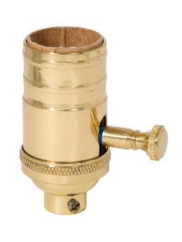 Full Range Brass Dimmer Lamp Socket, 1/4 IP Socket Cap, Polished and Lacquered Finish