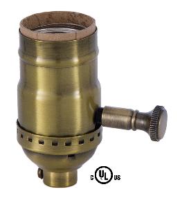 Edison Size Full Dimmer Stamped Socket In Antique Brass Finish