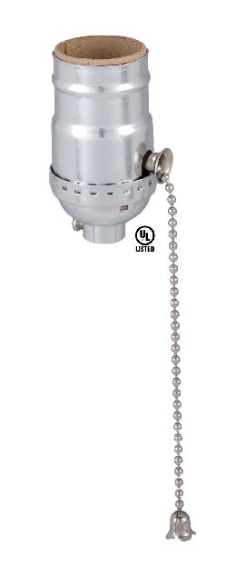 Pull Chain (On-Off) Medium Base Lamp Socket With Nickel Finish