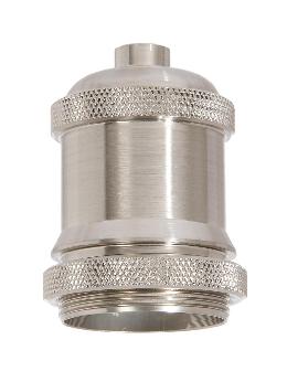 Die Cast Aluminum E-26 Socket Cover with E-26 Socket and Mounting Hardware, Satin Nickel