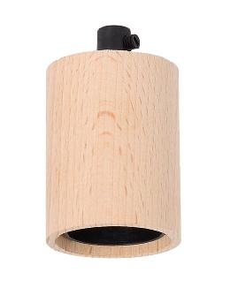 Unfinished Beech Wood Socket Cover with E-26 Socket and Mounting Hardware