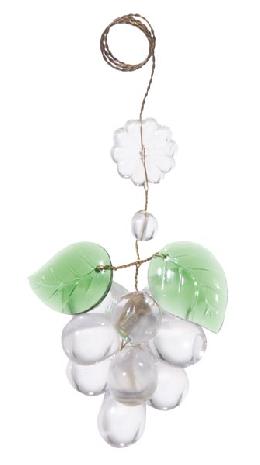 3 1/2" Clear Glass Grape Cluster w/Leaves