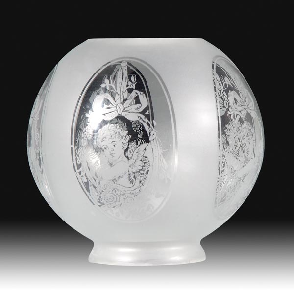 Clear Glass Lamp Shades on Clear Etched Glass Gas Shade 08596b 8 Cherub Cameo Blue Etched Glass