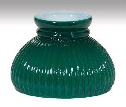 6" Green Over Opal Cased Glass Rib Lamp Shade