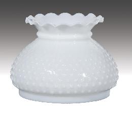 7" Clear Over Opal Glass Hobnail Lamp Shade - Crimped Top