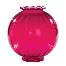 4" Cranberry Optic Ball Shade, Crimped Top
