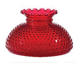 10" Ruby Hobnail Student Shade, Crimped Top