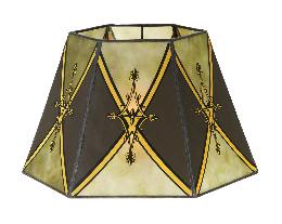Decorated Yellow Craftsman Green Hexagon Style Mica Lampshade, UNO Fitter
