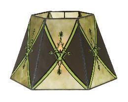 Decorated Craftsman Green Hexagon Style Mica Lampshade, Washer Fitter