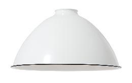 10" Metal Dome Lamp Shade - White Enamel Finish w/Black Band, 2-1/4" Fitter Size