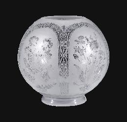 8" Five-Scene Floral Etched Gas Shade
