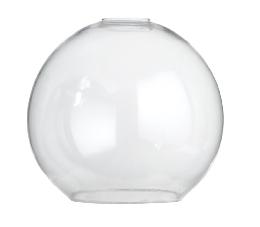 7-7/8" Dia. Hand Blown Clear Glass Ball, Pendant Lamp Shade, Top Center Hole is 1.65" I.D