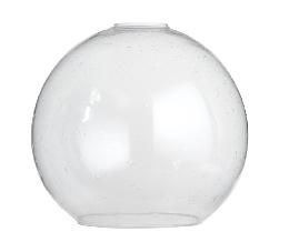 7-7/8" Dia. Hand Blown Clear Seeded Glass, Ball Pendant Lamp Shade, top center hole is 1.65" I.D