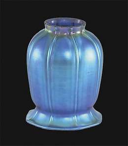 Blue Iridescent "Squash" Art Glass Shade