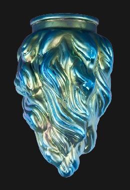 Blue Iridescent Art Glass Flame Pendant Shade