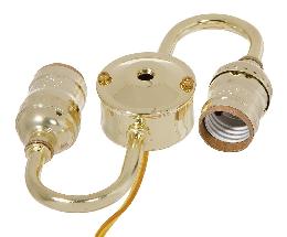 2-Light Lamp Cluster Body with E-26 Keyless Sockets, Brass Plated Finish