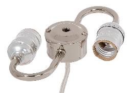 2-Light S-Type Wired Steel Lamp Cluster, E-26,  Nickel Plated Finish