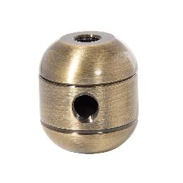 1-5/8" Tall Turned Brass 2-Piece Cluster Body, Antique Brass Finish, Choice of Side Holes
