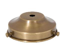 3-1/4" Fitter, Brass Lamp Shade Holder, 1-1/8" tall, has 7/16" Center Hole that Slips 1/8IP. Antique Brass Finish