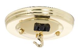 5" Dia. Brass Plated Finish Lighting Canopy Kit with Convenience Outlet, 10 lb Max