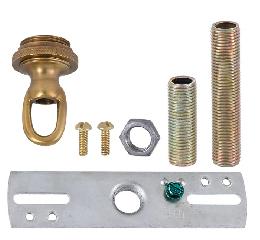 Ceiling Canopy Mounting Hardware Kit with Cast Brass Screw Collar Loop, Antique Brass Finish
