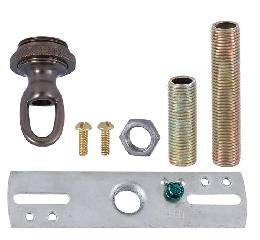 Ceiling Canopy Mounting Hardware Kit with Cast Brass Screw Collar Loop, Antique Bronze Finish