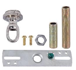 Ceiling Canopy Mounting Hardware Kit with Cast Brass Screw Collar Loop, Nickel Plated Finish